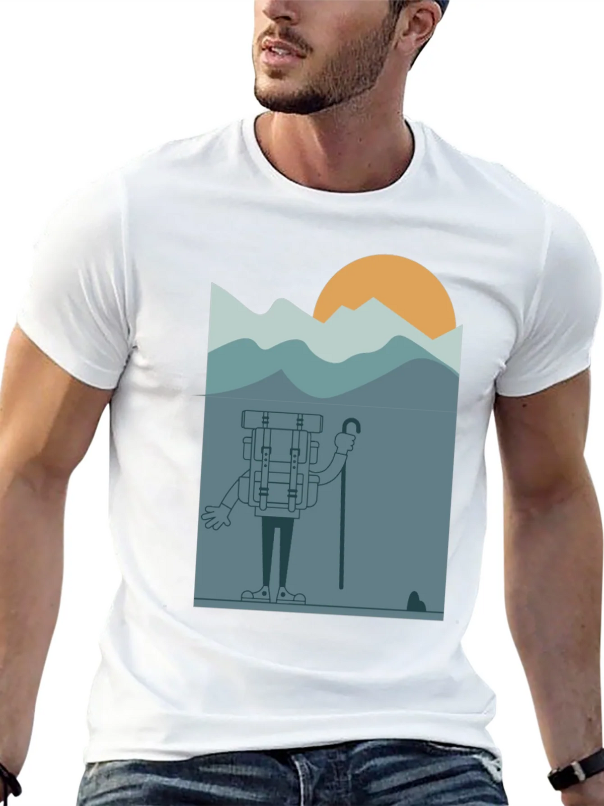 Cartoon Hiker Black T-Shirt product image 4