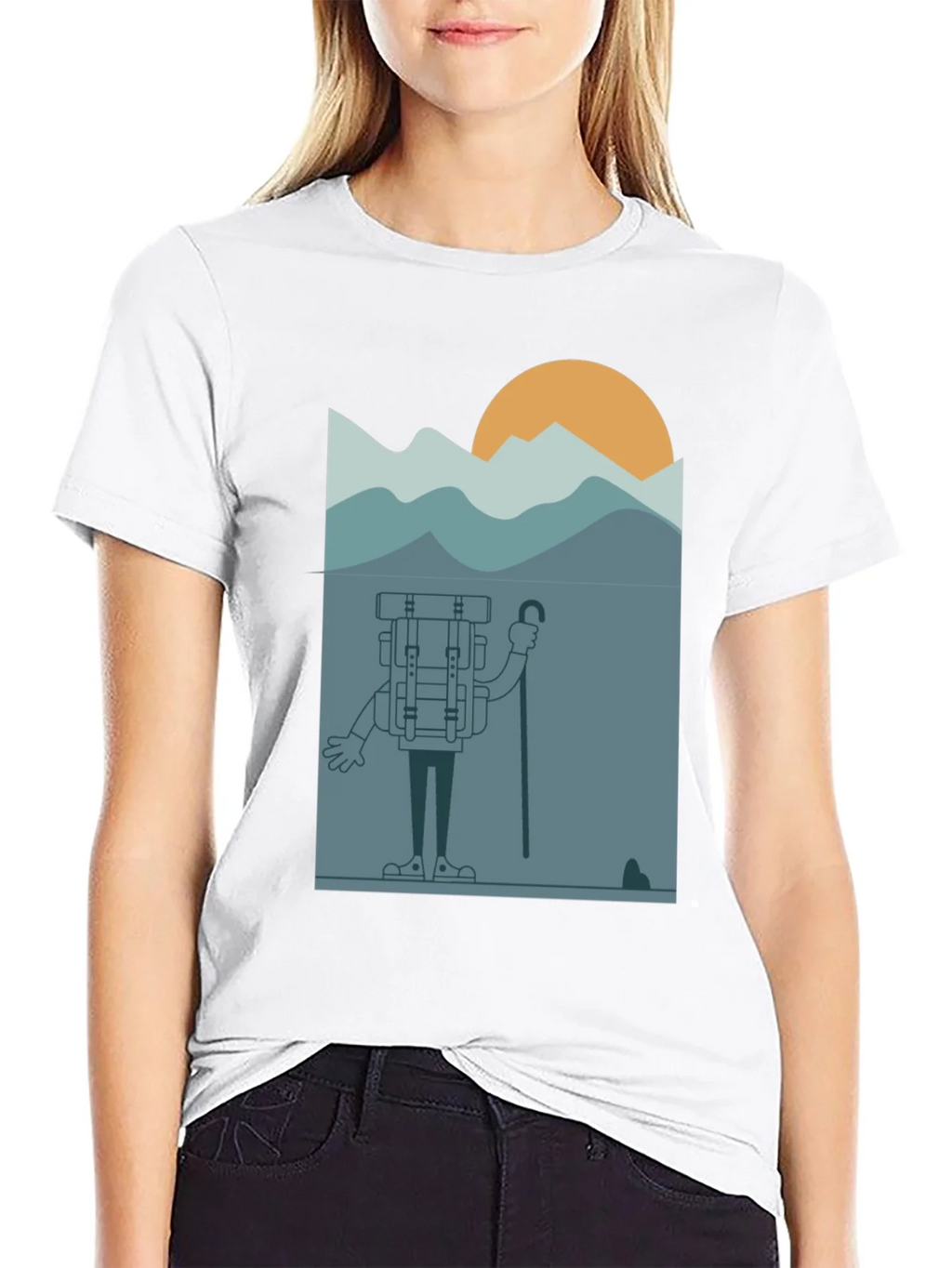Cartoon Hiker Black T-Shirt product image 11