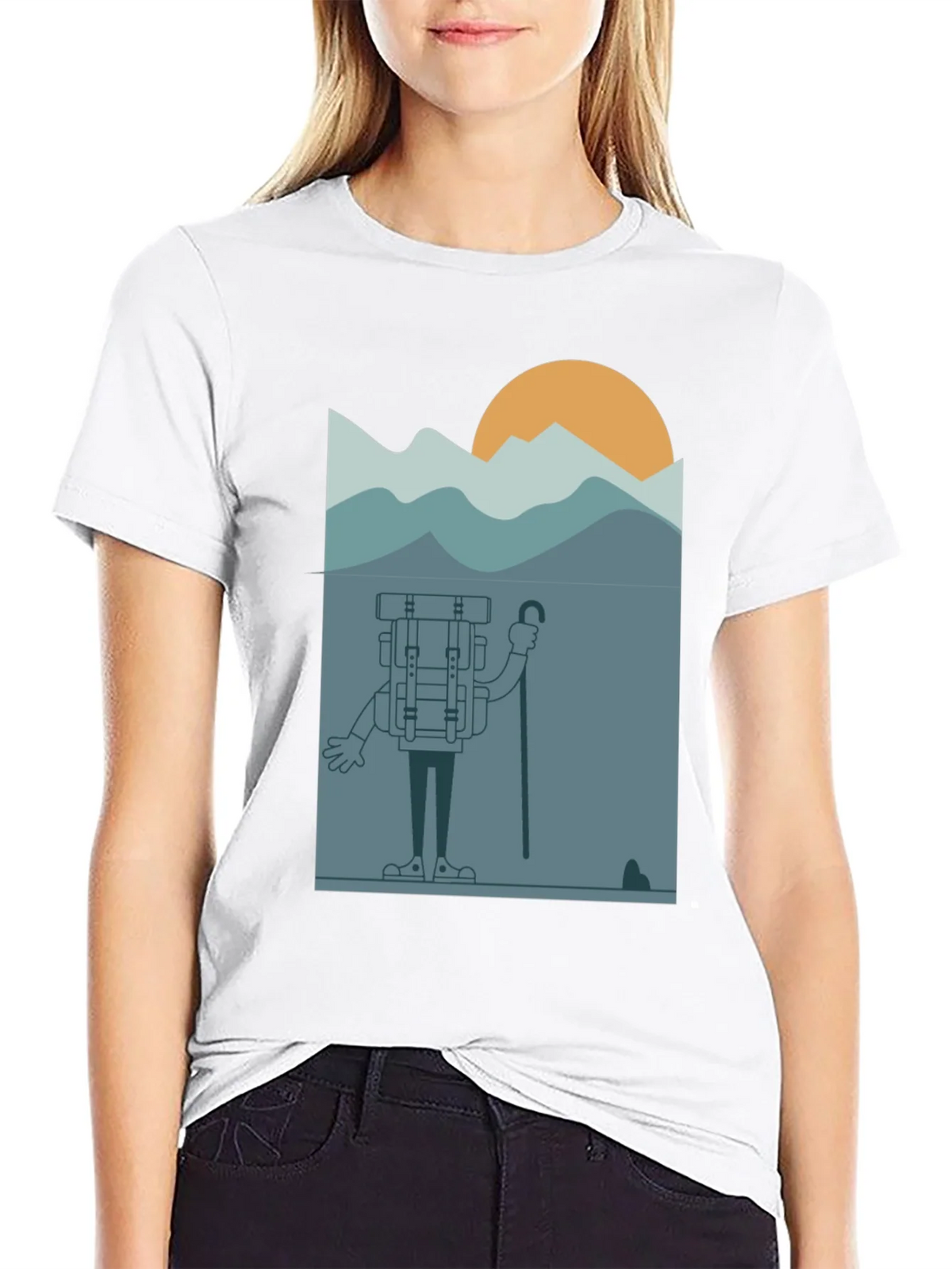Cartoon Hiker Black T-Shirt product image 11