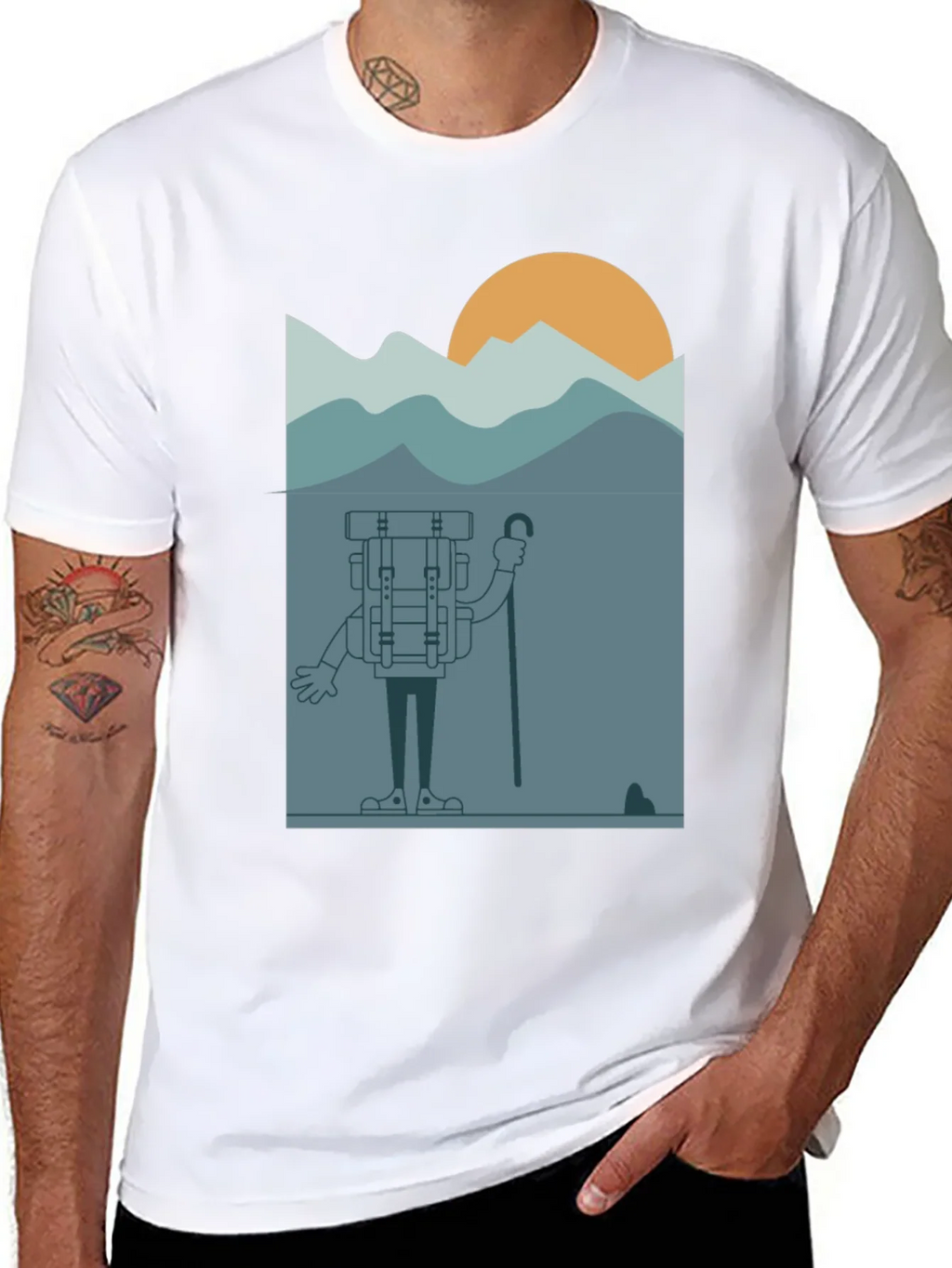 Cartoon Hiker Black T-Shirt product image 10