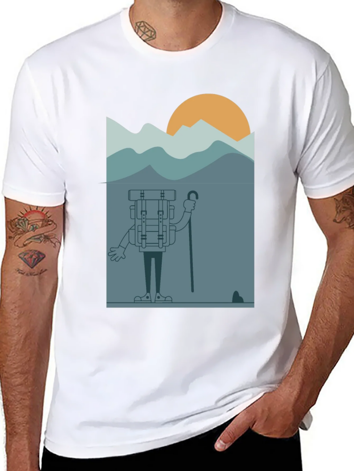 Cartoon Hiker Black T-Shirt product image 10