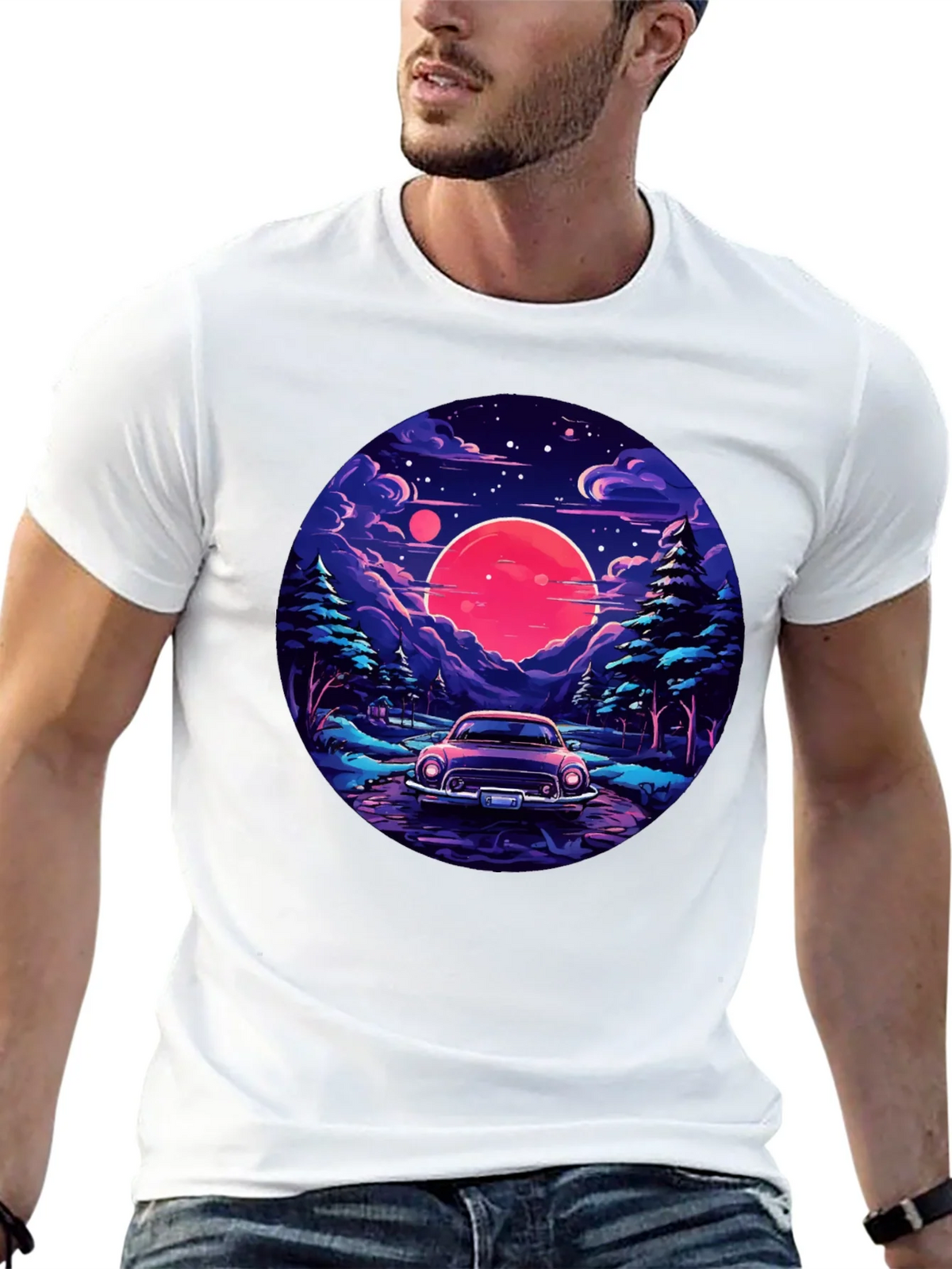 Retro Car & Sunset T-Shirt product image 4