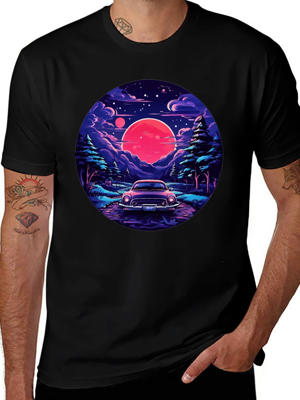 Retro Car & Sunset T-Shirt product image 1