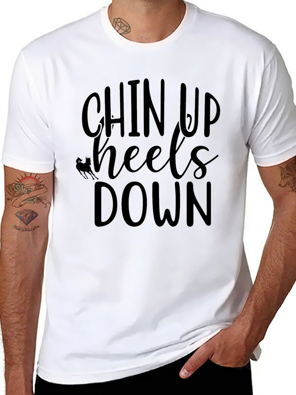 Chin Up Heels Down Black T-Shirt product image 10