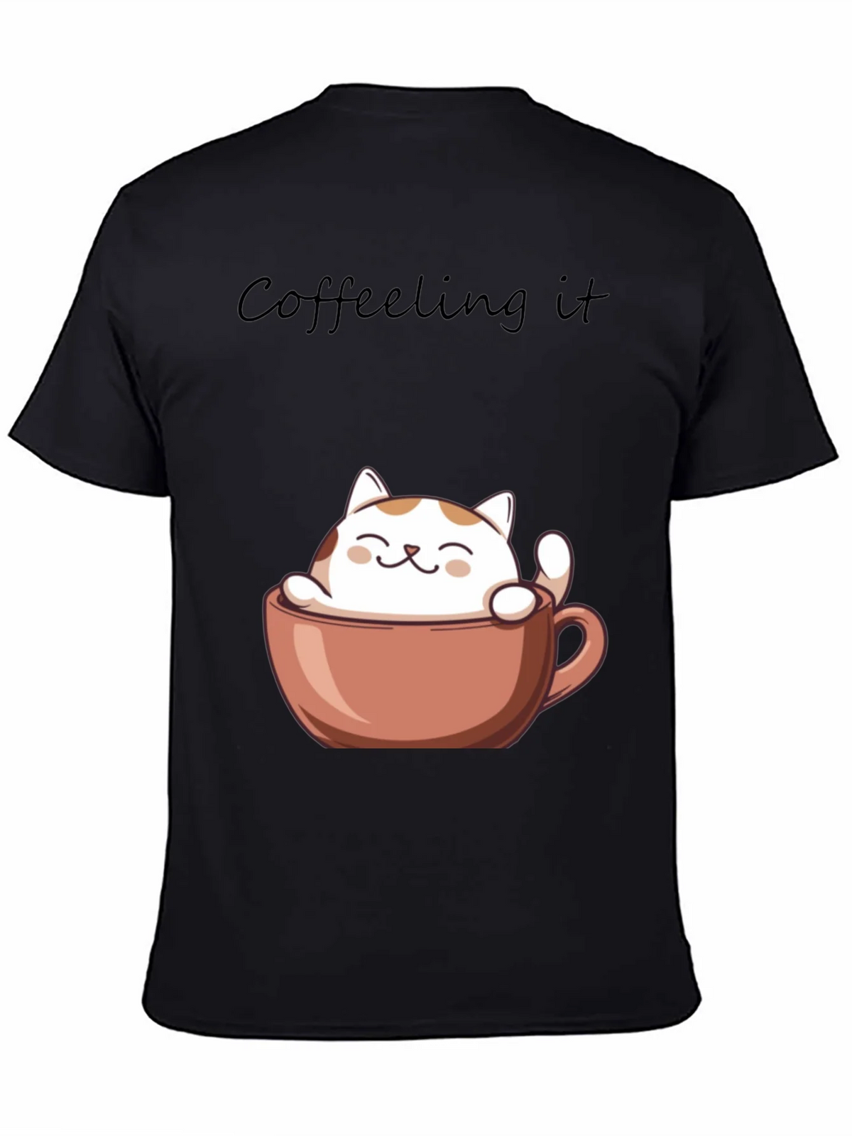 Coffeeling It T-Shirt - Cute Cat in Coffee Cup