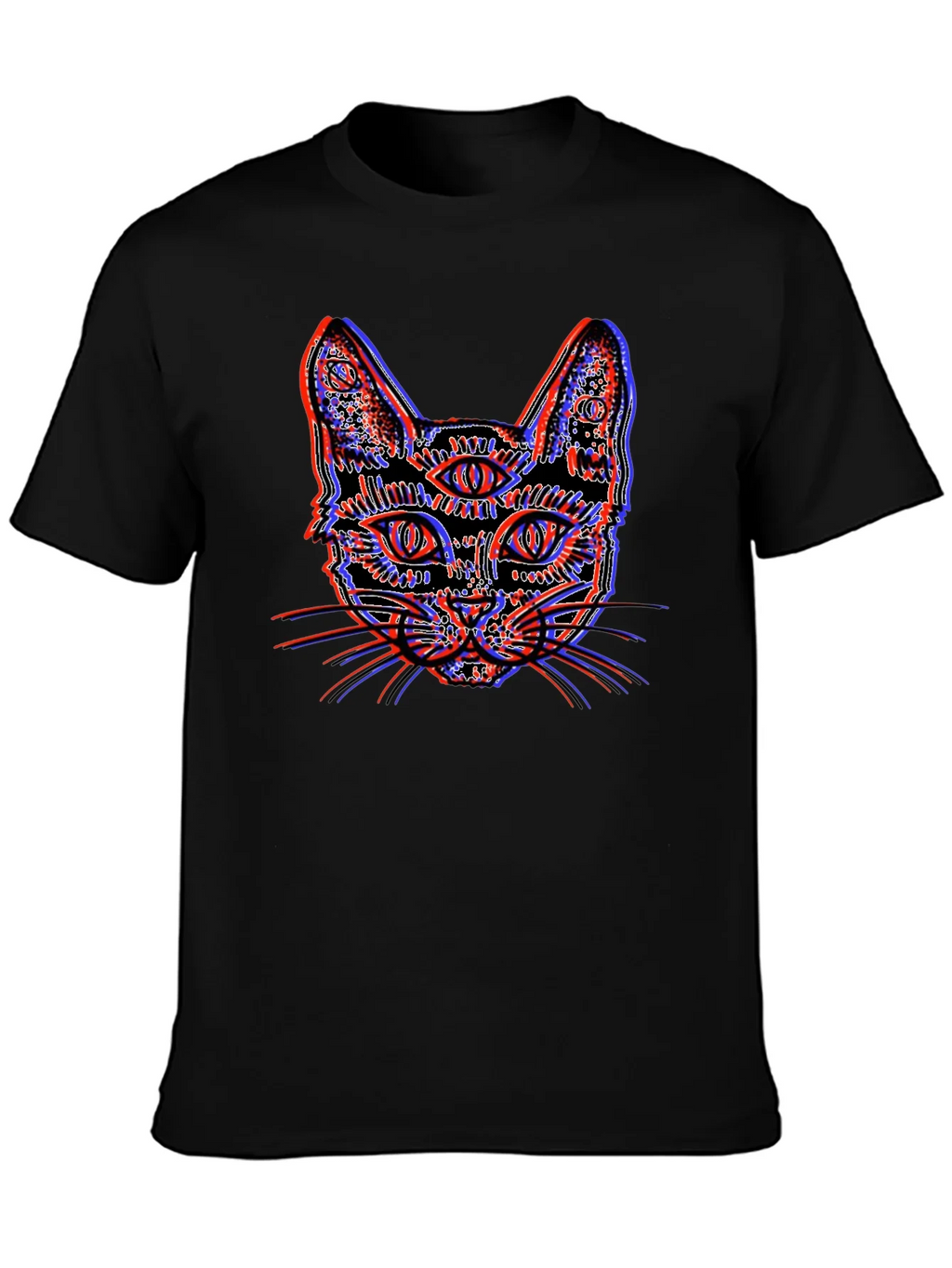 Psychedelic Cat Graphic Tee - Unique 3D Effect Design product image 2