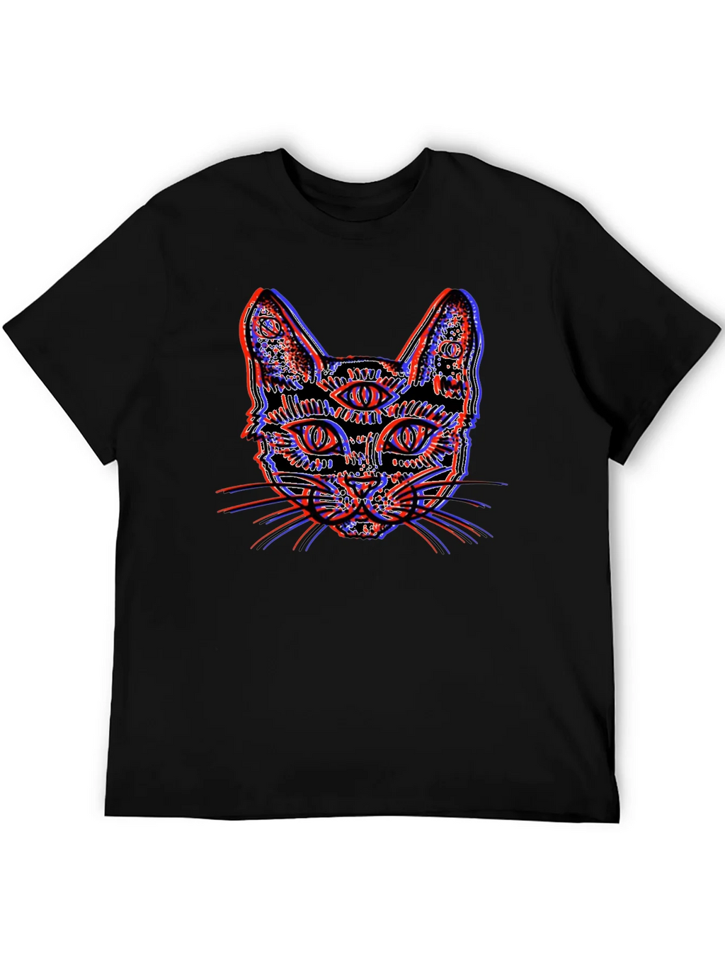 Psychedelic Cat Graphic Tee - Unique 3D Effect Design product image 3