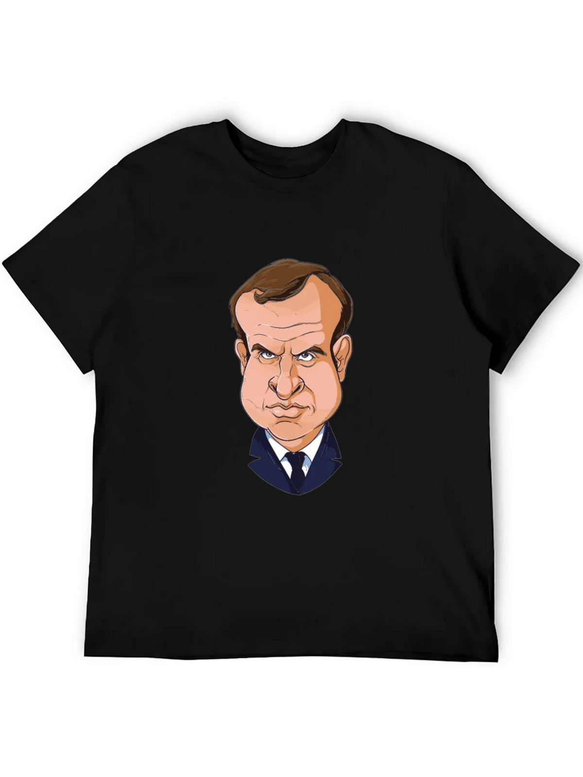 Macron Caricature T-Shirt - Black Cotton Tee product image 8
