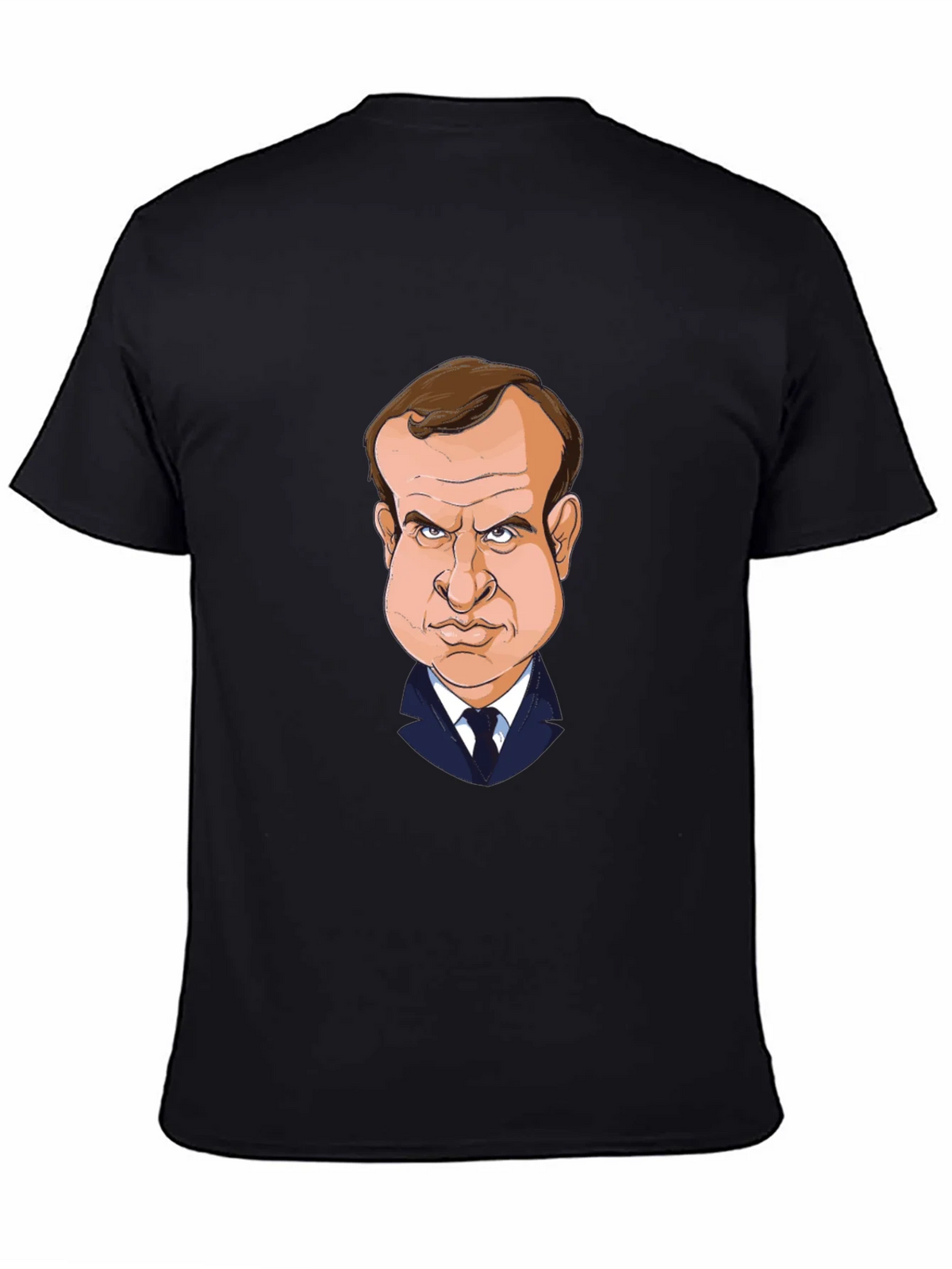 Macron Caricature T-Shirt - Black Cotton Tee product image 7