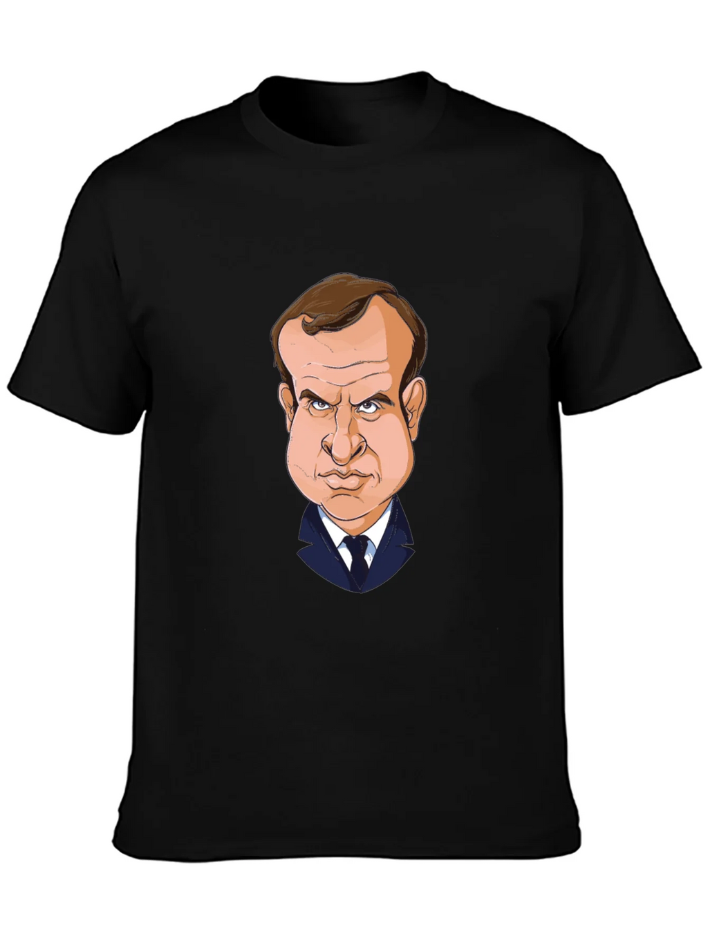 Macron Caricature T-Shirt - Black Cotton Tee product image 6