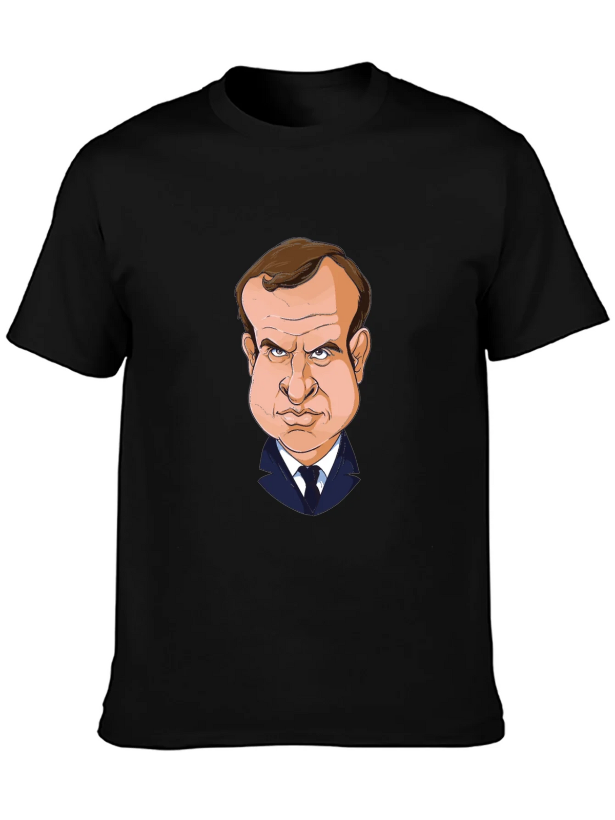 Macron Caricature T-Shirt - Black Cotton Tee product image 6