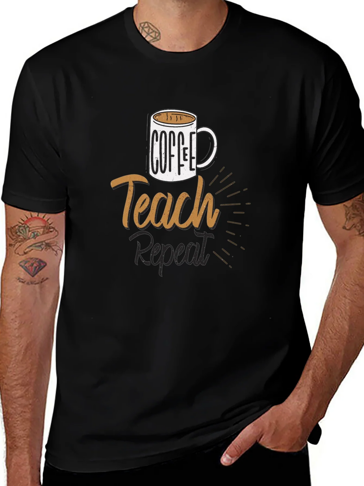 Coffee Teach Repeat T-Shirt - Black product image 1