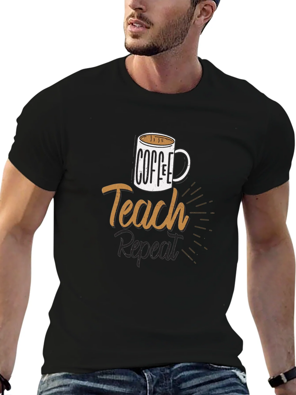 Coffee Teach Repeat T-Shirt - Black product image 9