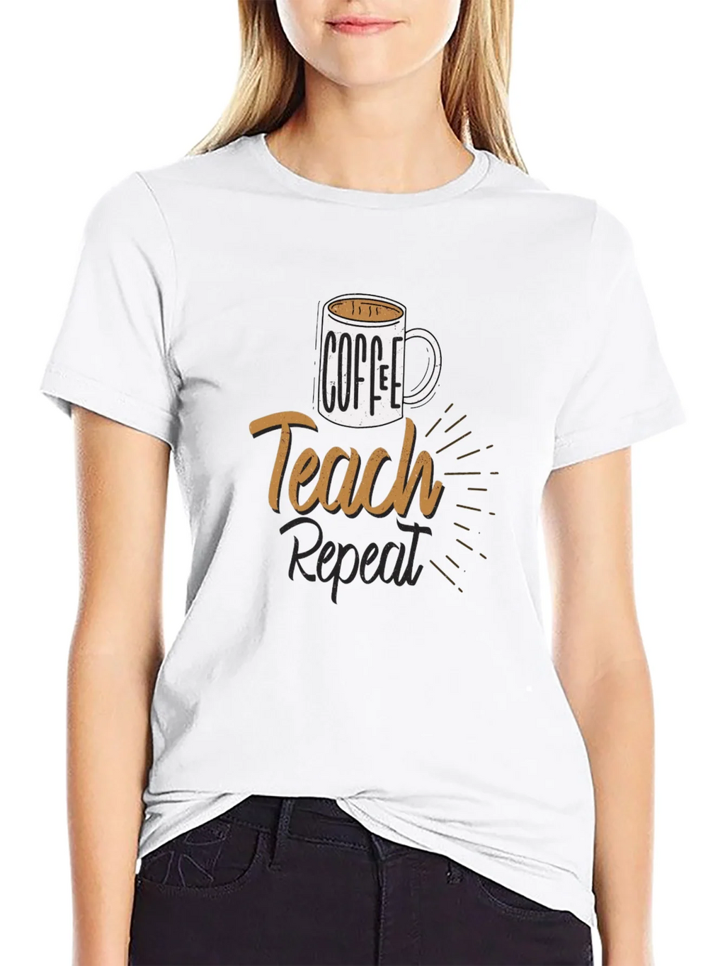 Coffee Teach Repeat T-Shirt - Black product image 11