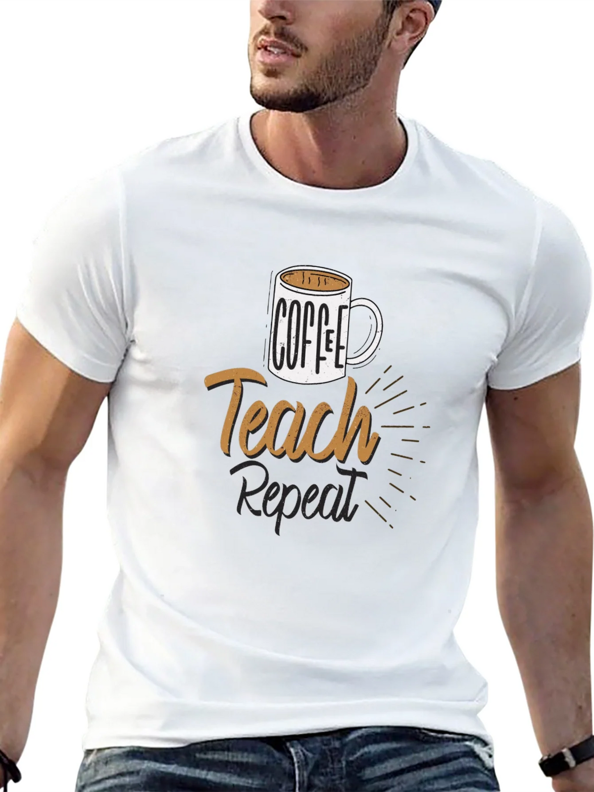 Coffee Teach Repeat T-Shirt - Black product image 4