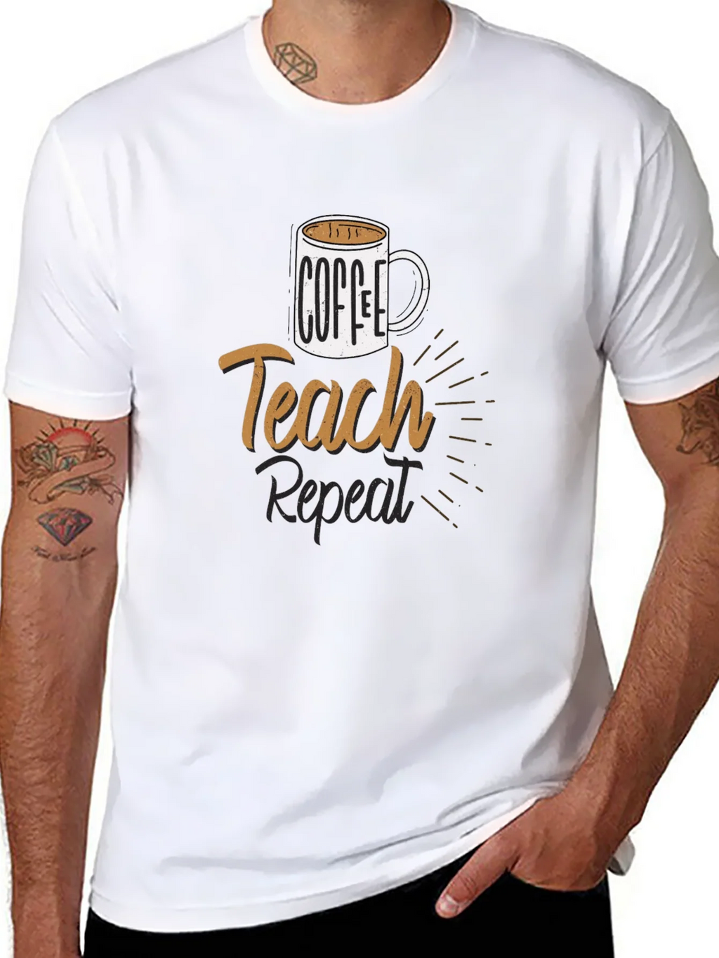 Coffee Teach Repeat T-Shirt - Black product image 10
