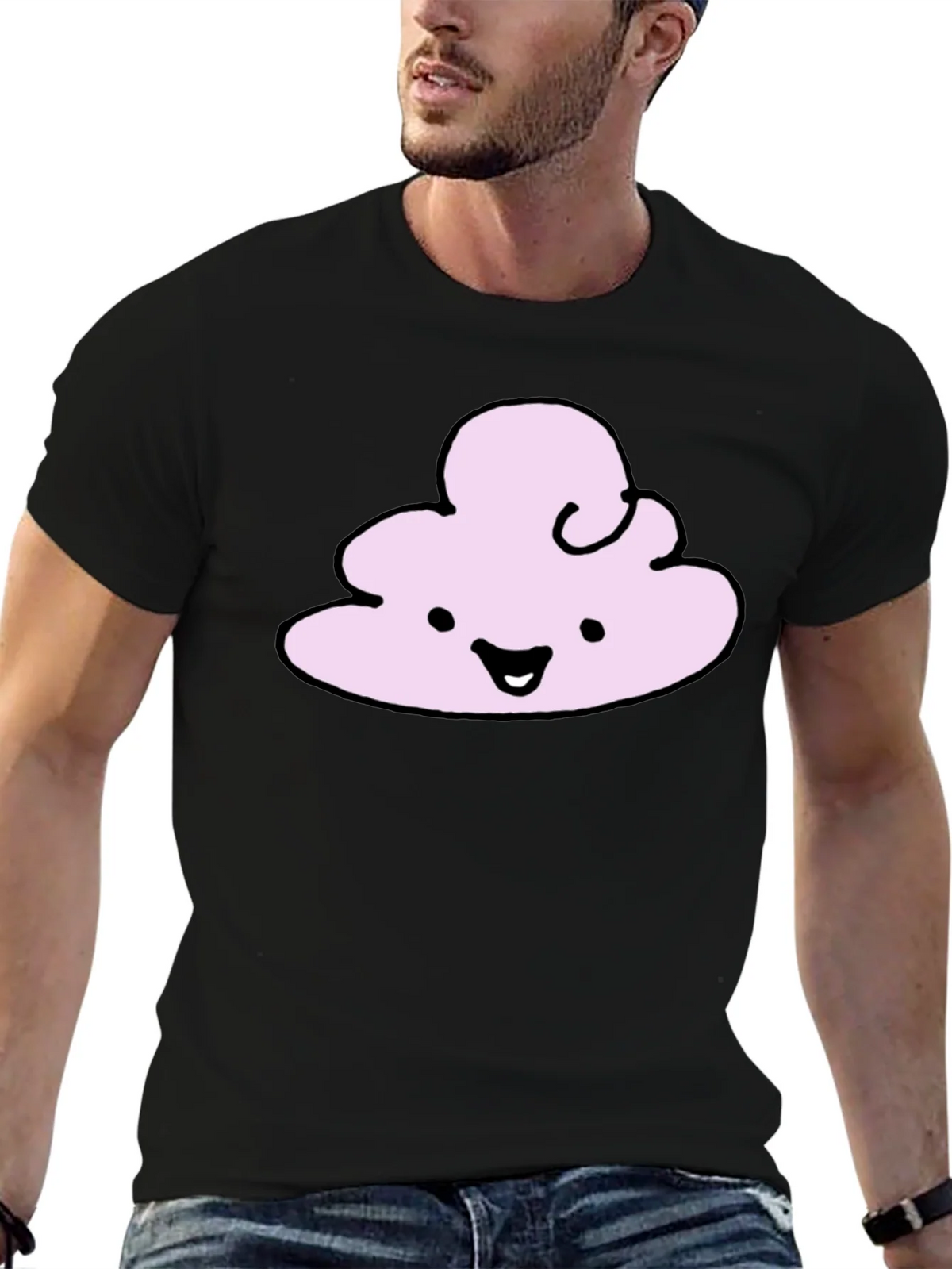 Cute Cloud Graphic T-Shirt - Black Cotton Tee product image 9