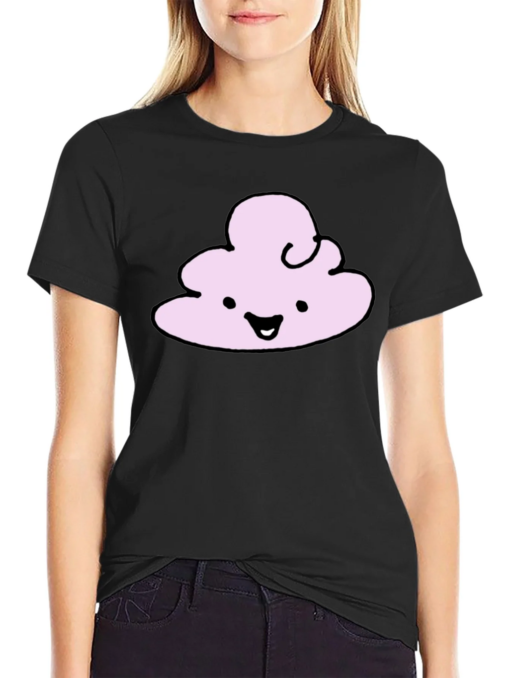 Cute Cloud Graphic T-Shirt - Black Cotton Tee product image 5