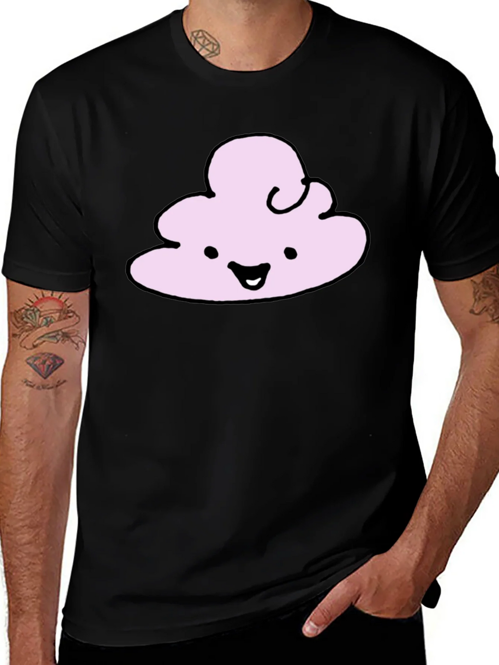 Cute Cloud Graphic T-Shirt - Black Cotton Tee product image 1