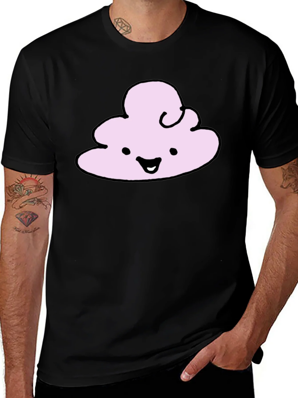 Cute Cloud Graphic T-Shirt - Black Cotton Tee product image 1