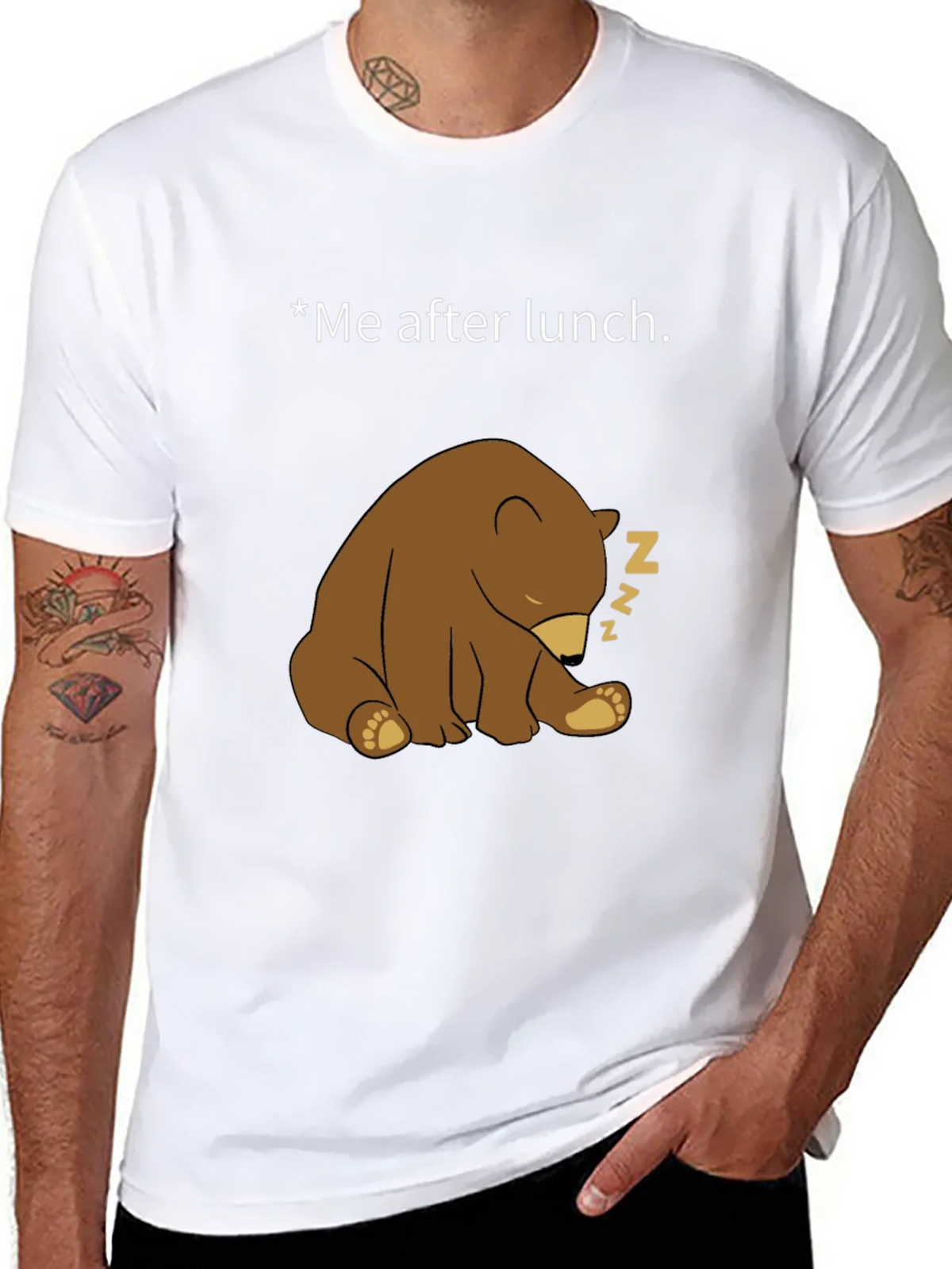 Funny Sleeping Bear Graphic Tee - Me After Lunch product image 9
