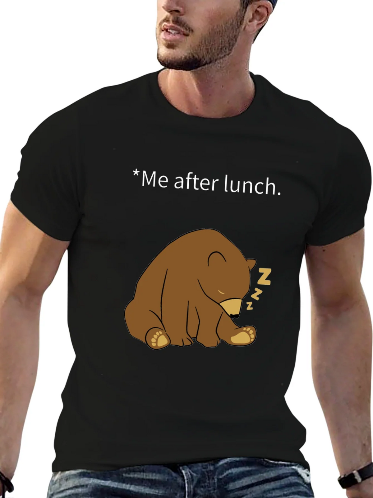 Funny Sleeping Bear Graphic Tee - Me After Lunch product image 8