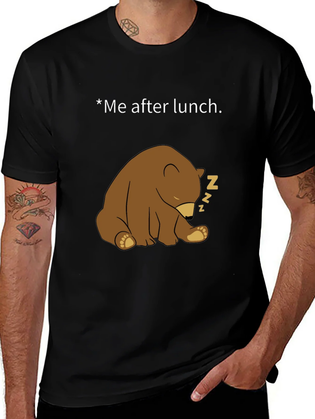Funny Sleeping Bear Graphic Tee - Me After Lunch product image 1