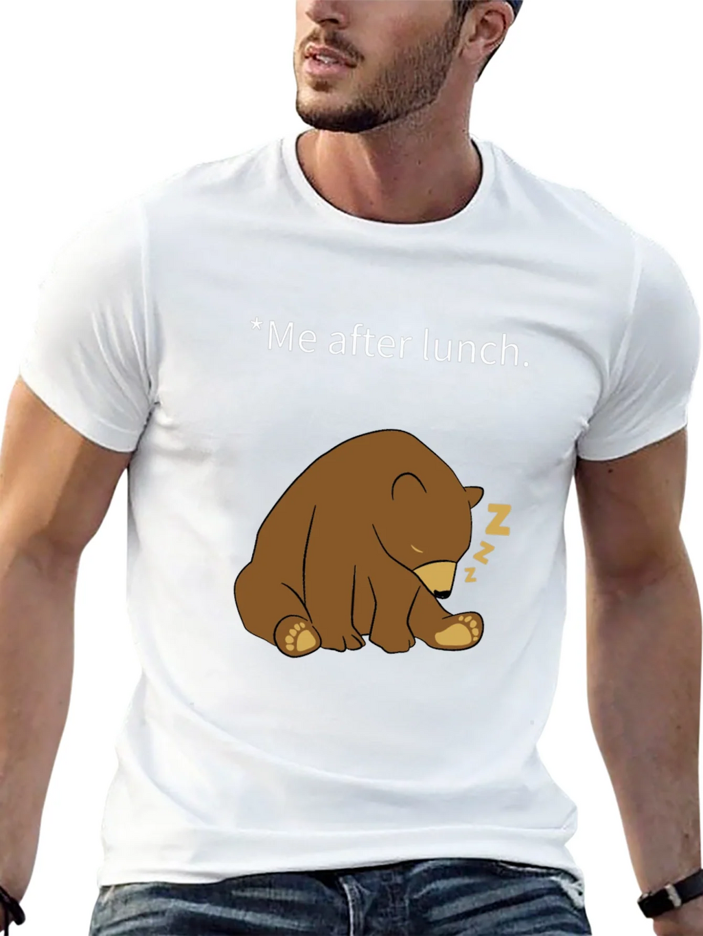 Funny Sleeping Bear Graphic Tee - Me After Lunch product image 4