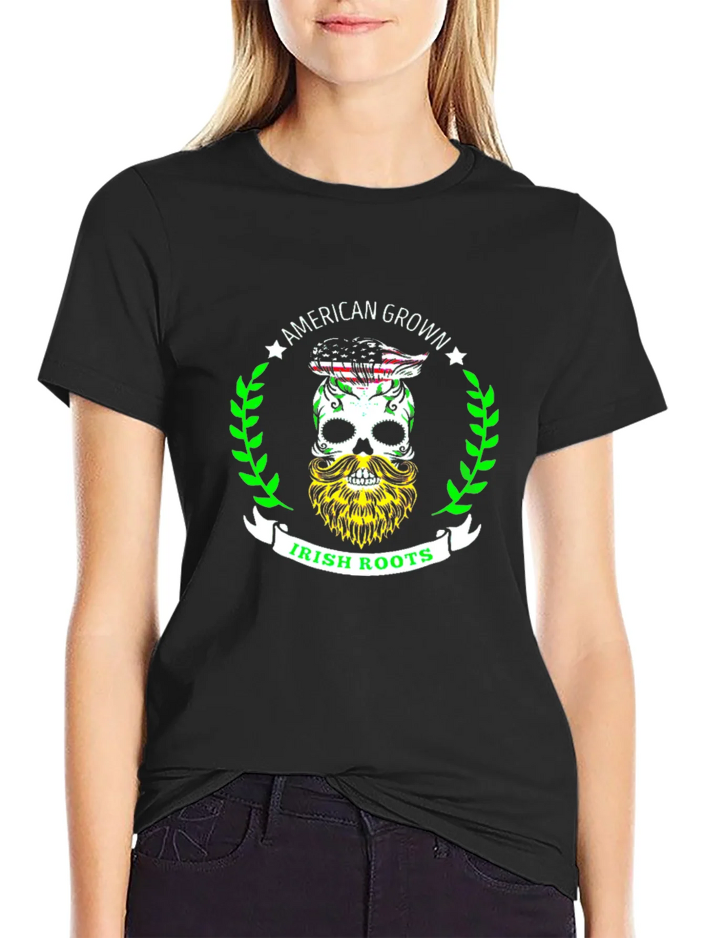 American Grown Irish Roots Skull Graphic Tee product image 5