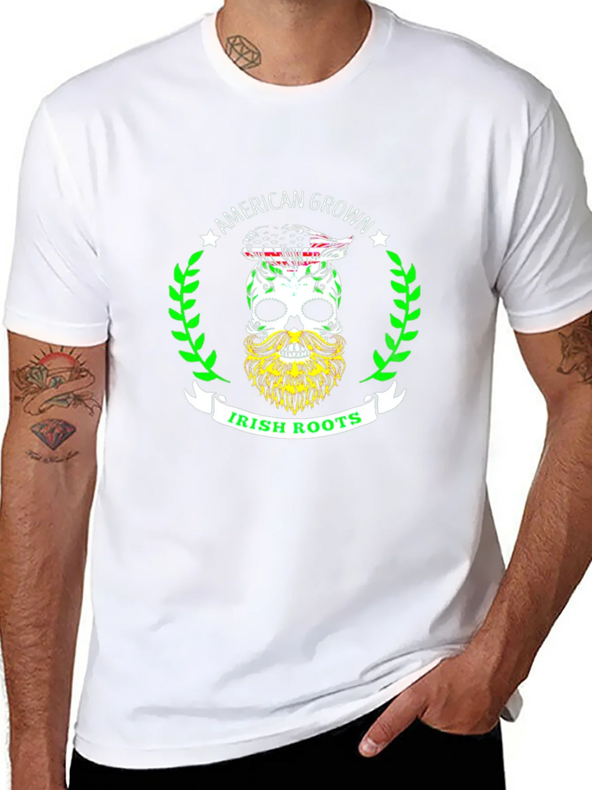 American Grown Irish Roots Skull Graphic Tee product image 10