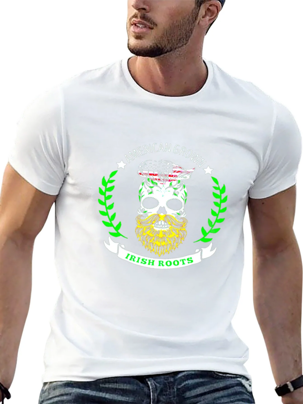 American Grown Irish Roots Skull Graphic Tee product image 4