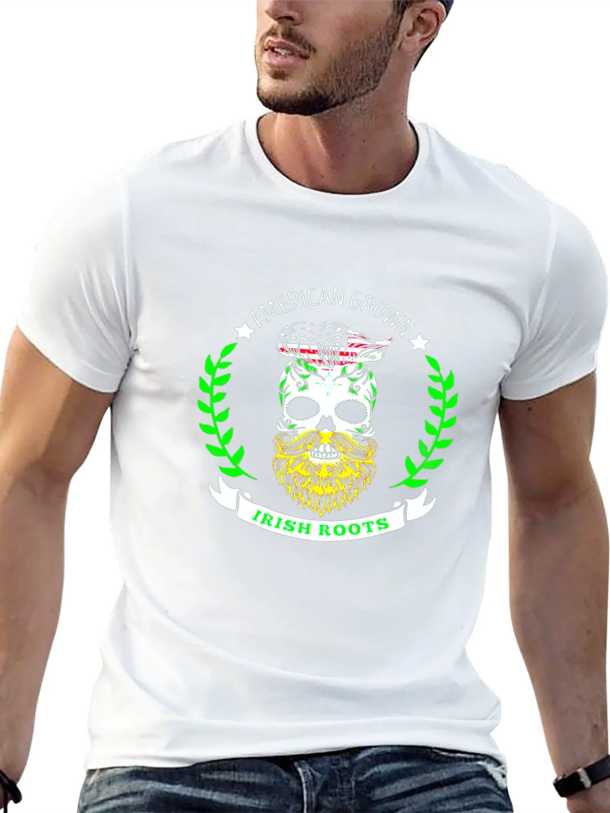 American Grown Irish Roots Skull Graphic Tee product image 4