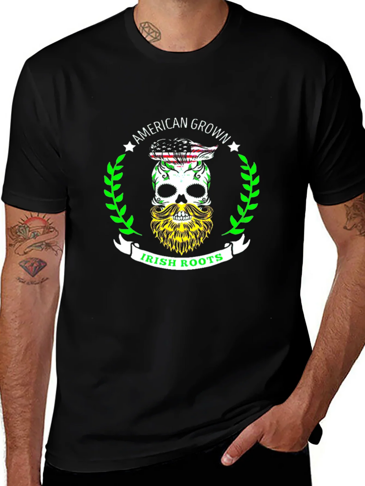 American Grown Irish Roots Skull Graphic Tee product image 1