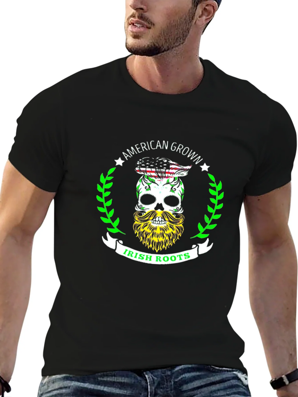 American Grown Irish Roots Skull Graphic Tee product image 9