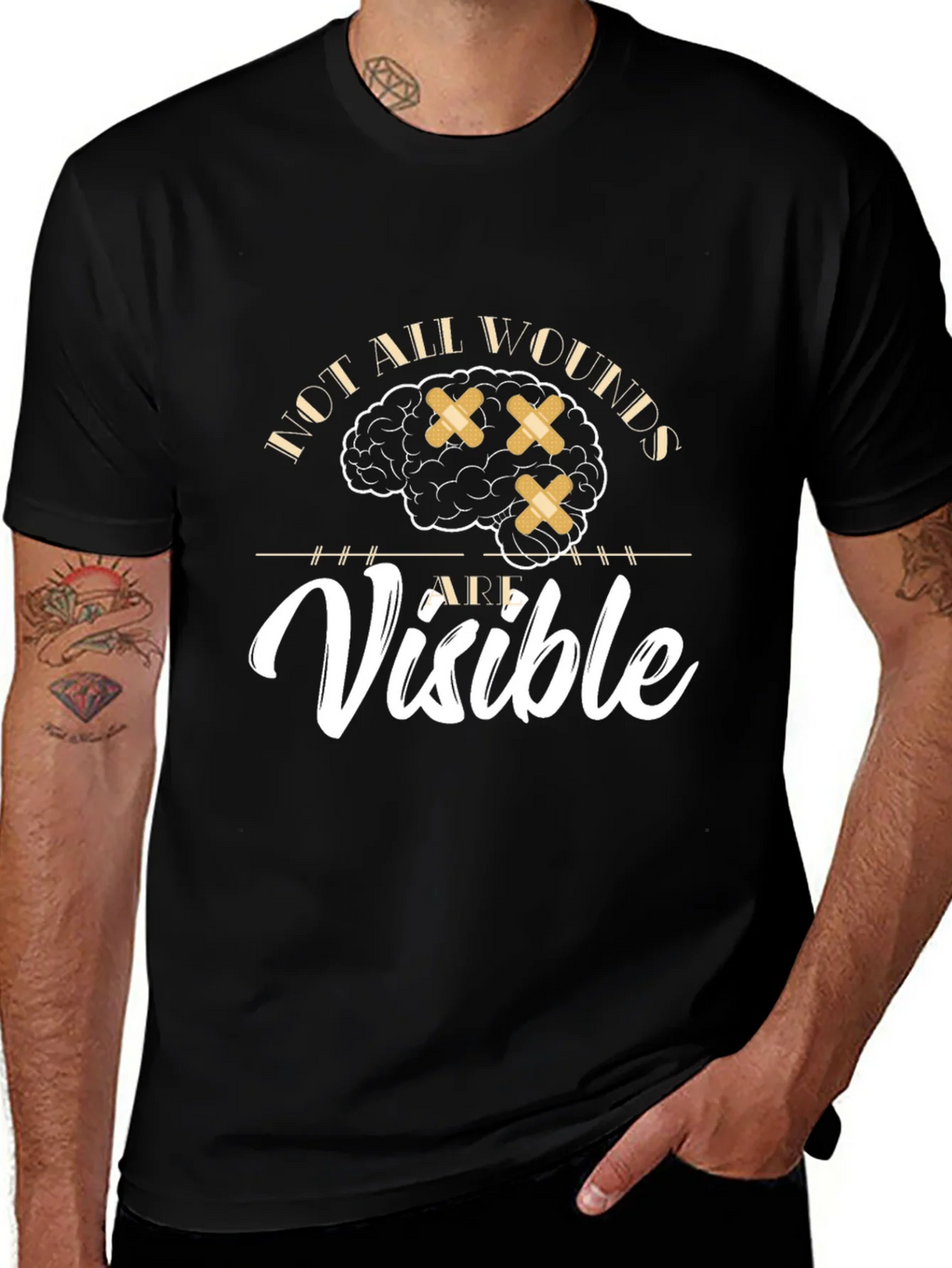 Mental Health Awareness Graphic Tee - Not All Wounds Visible product image 1