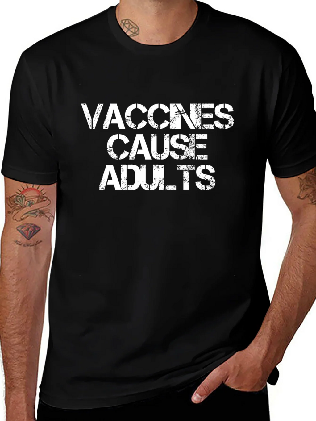 Vaccines Cause Adults Graphic Tee - Funny Sarcastic T-Shirt product image 1