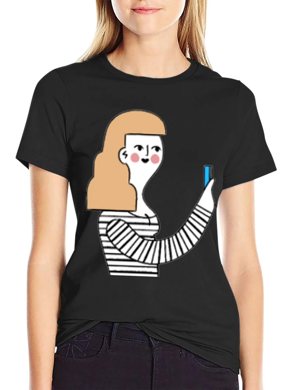 Quirky Graphic Tee - Stylish Cartoon Woman product image 5