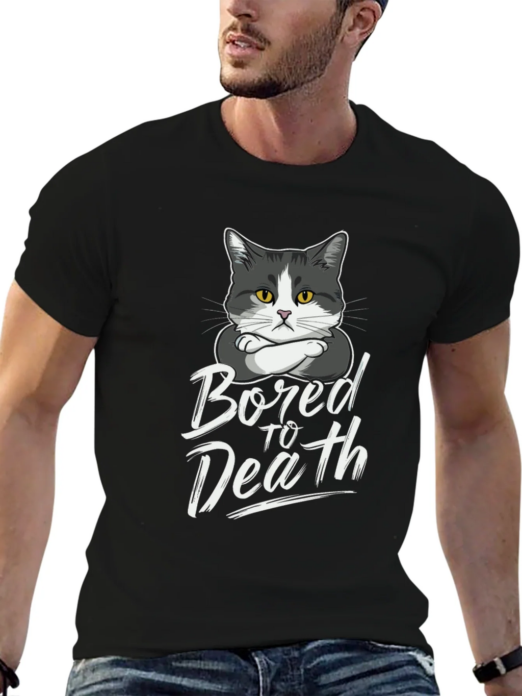 Bored to Death Cat T-Shirt - Funny Graphic Tee product image 9