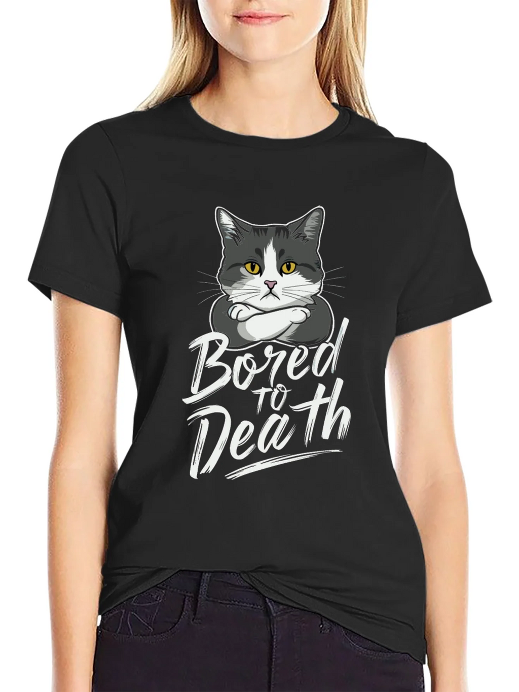 Bored to Death Cat T-Shirt - Funny Graphic Tee product image 5