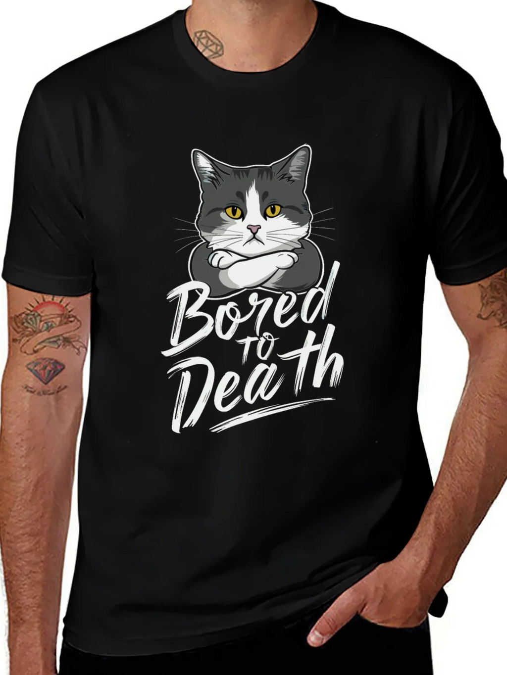 Bored to Death Cat T-Shirt - Funny Graphic Tee product image 1