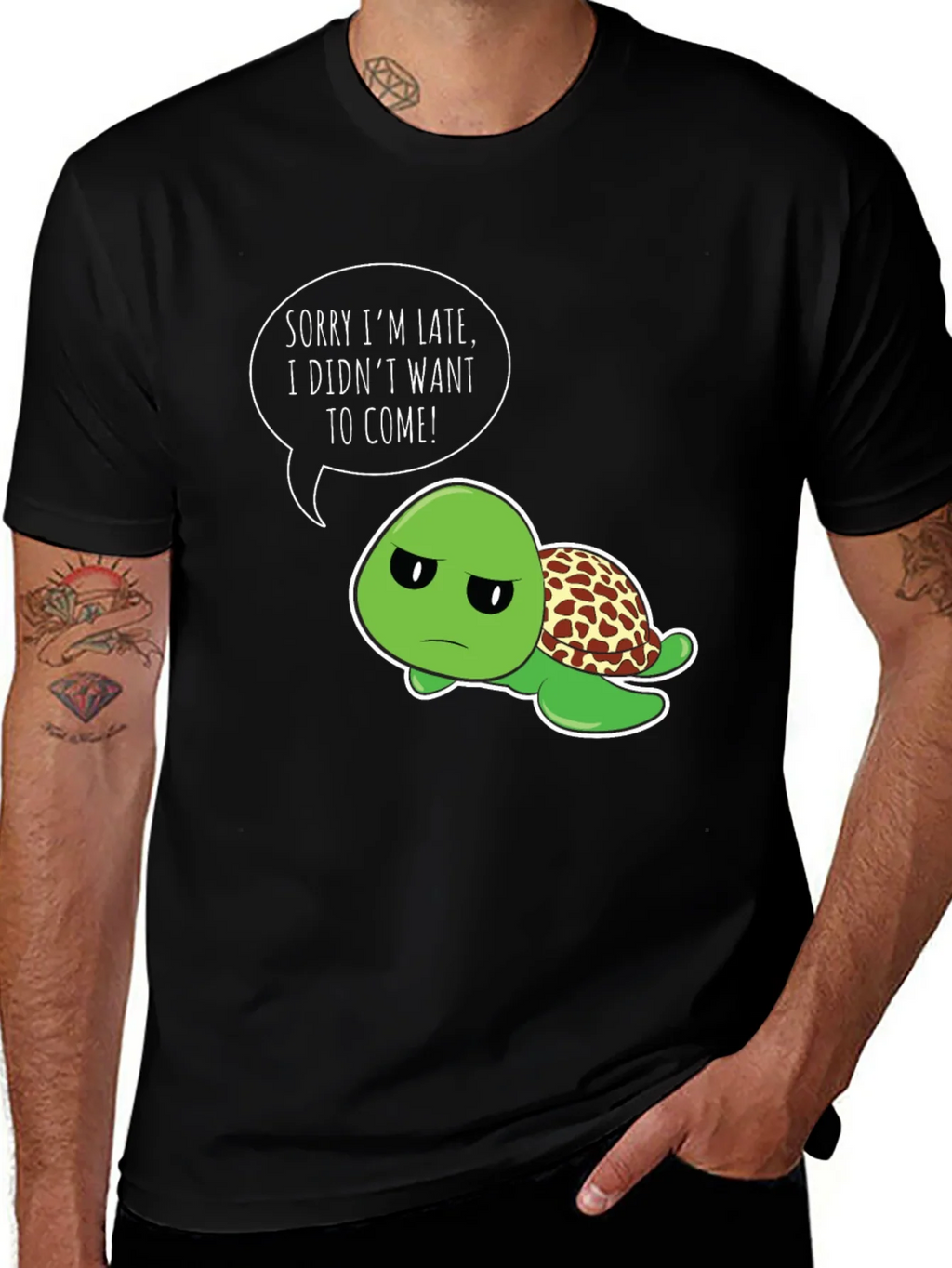 Funny Turtle T-Shirt - Sorry Im Late Graphic Tee product image 1