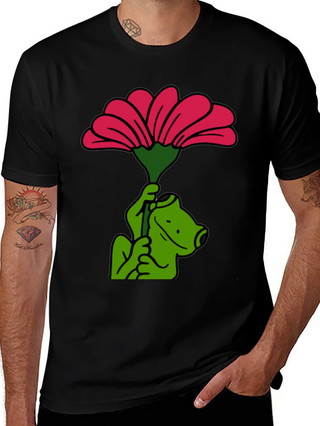 Frog with Flower Graphic T-Shirt product image 1