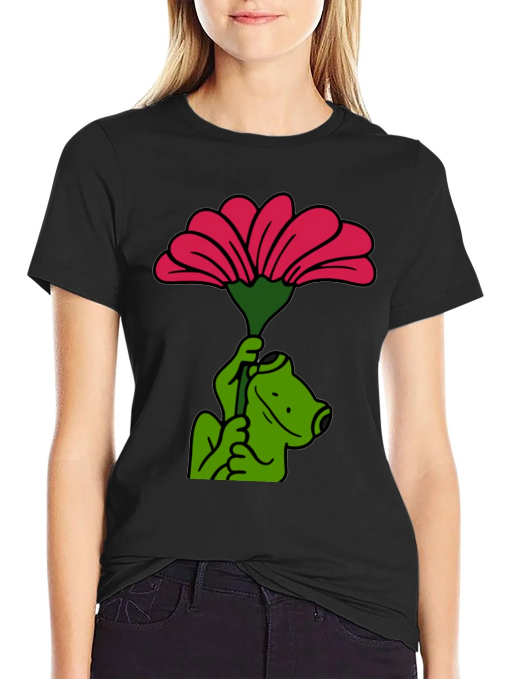 Frog with Flower Graphic T-Shirt product image 5