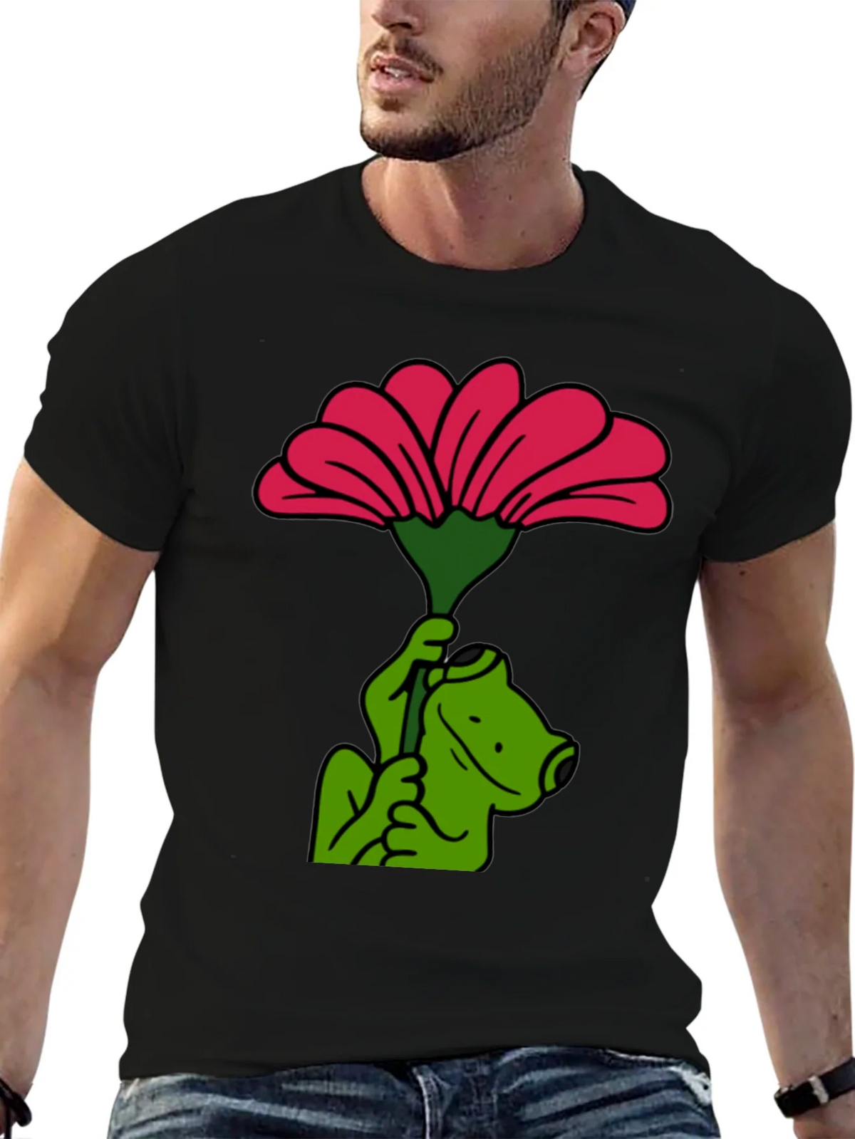 Frog with Flower Graphic T-Shirt product image 9