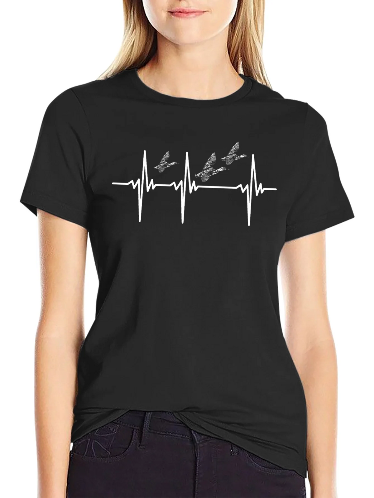 Duck Heartbeat T-Shirt - Black Cotton Tee product image 5