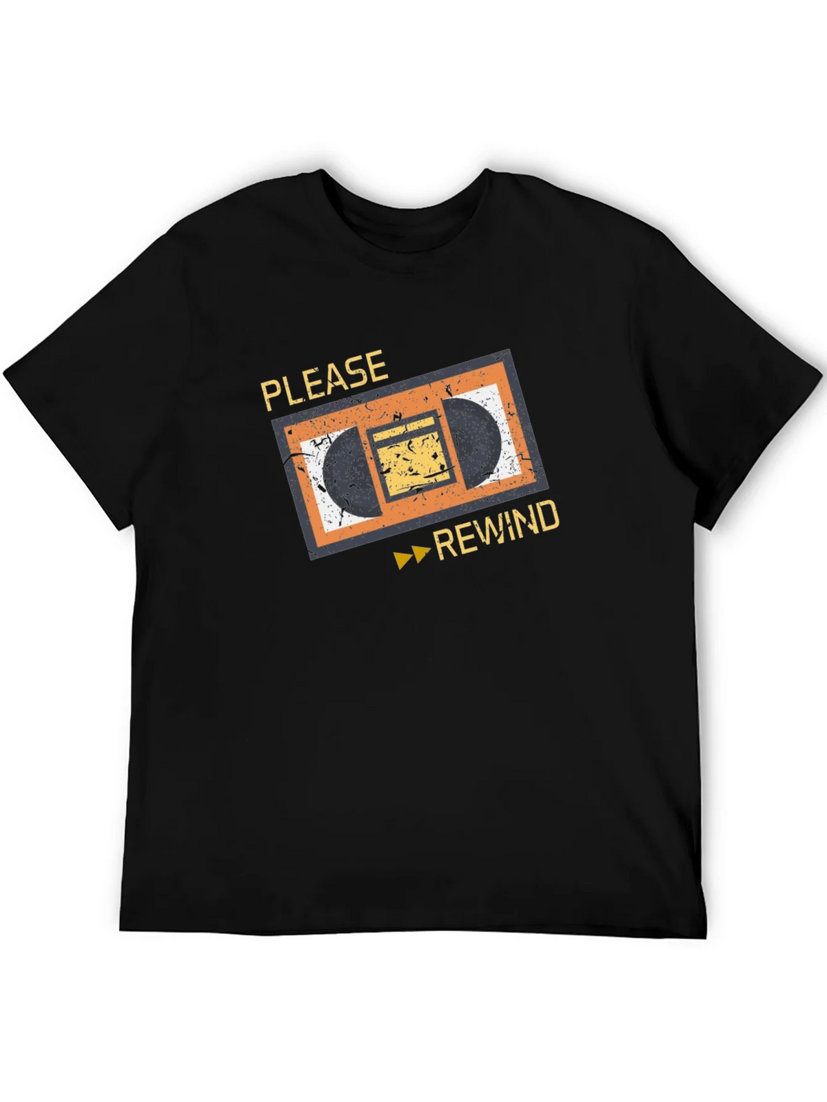 Retro VHS Rewind Graphic Tee - Black Cotton T-Shirt product image 8