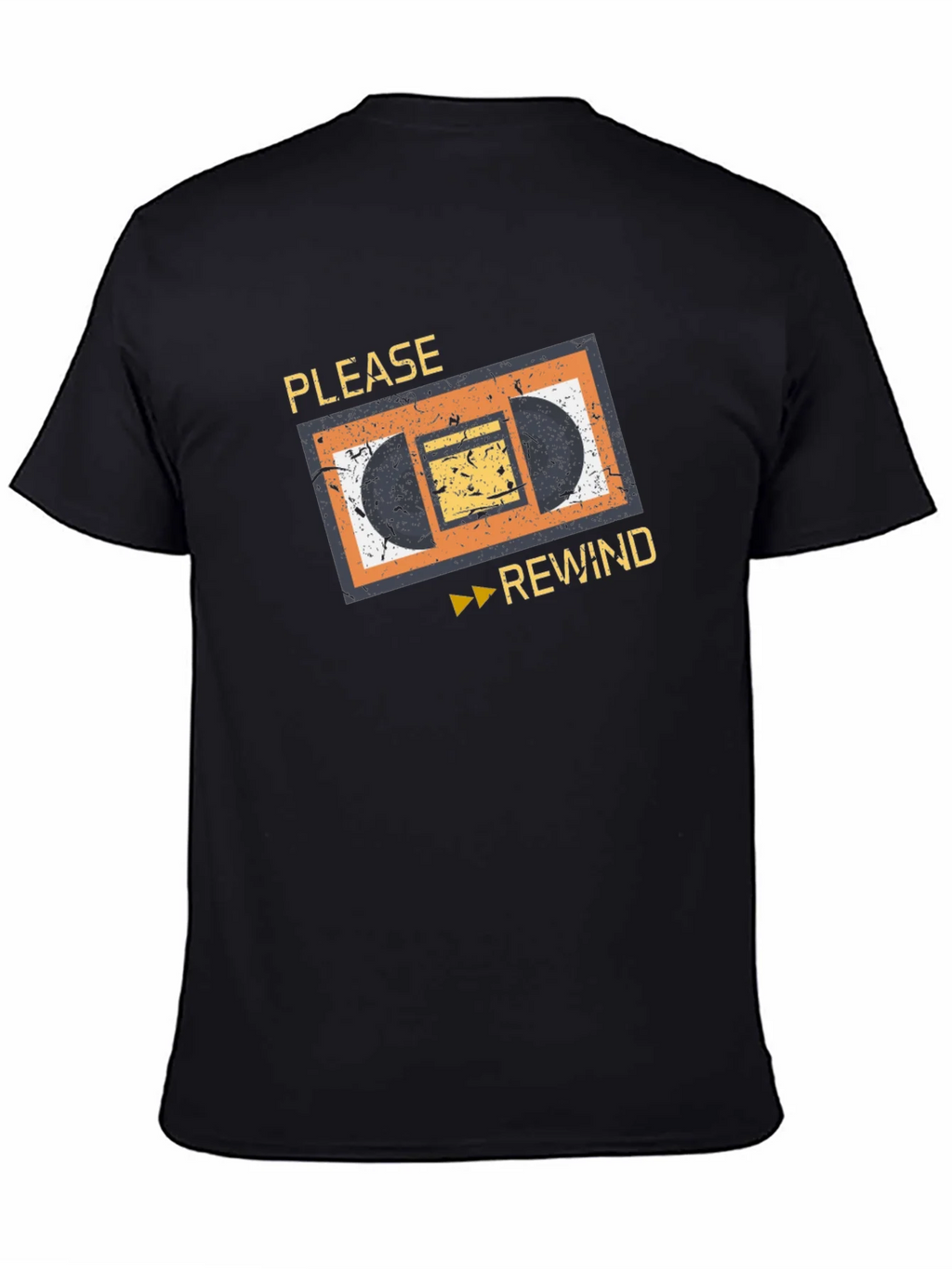 Retro VHS Rewind Graphic Tee - Black Cotton T-Shirt product image 7