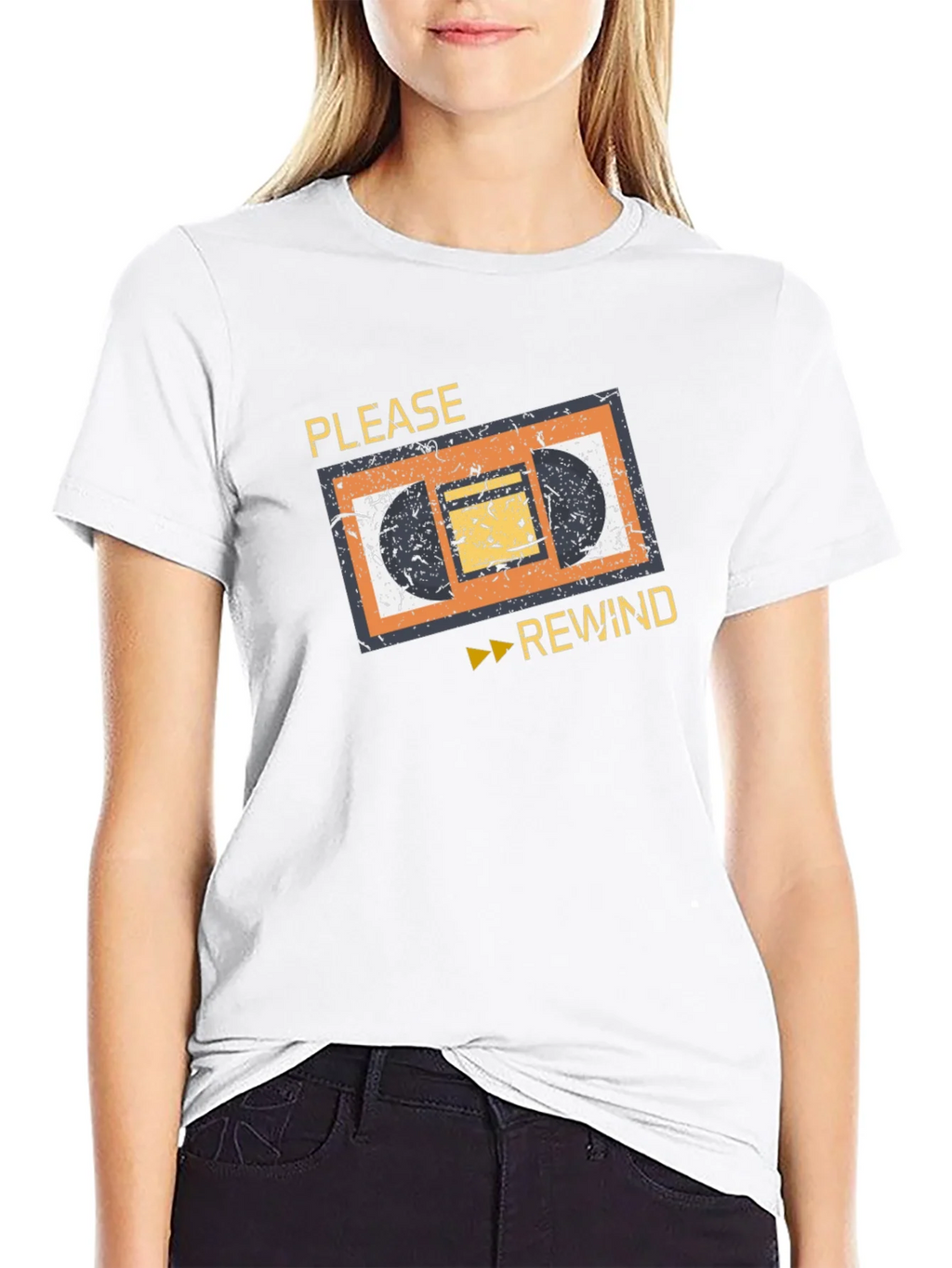 Retro VHS Rewind Graphic Tee - Black Cotton T-Shirt product image 11