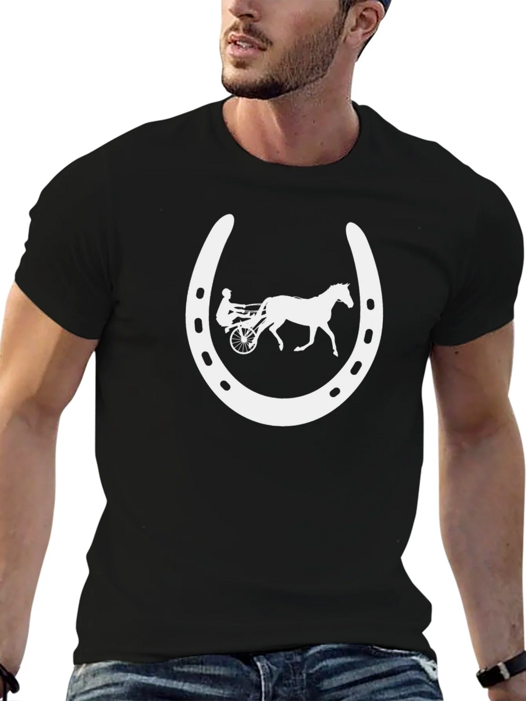 Horse Racing Horseshoe Black T-Shirt product image 9
