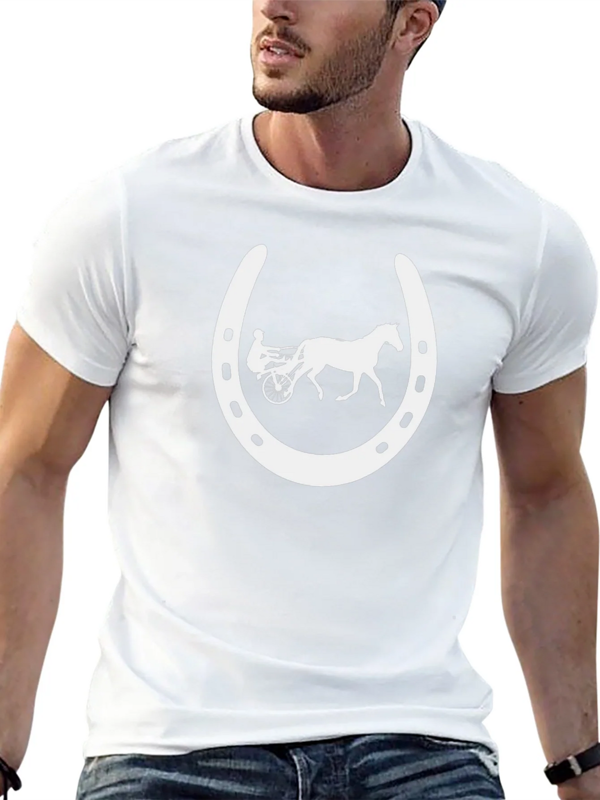 Horse Racing Horseshoe Black T-Shirt product image 4